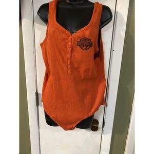 Harley Davidson Henley Tank Body Suit Lg